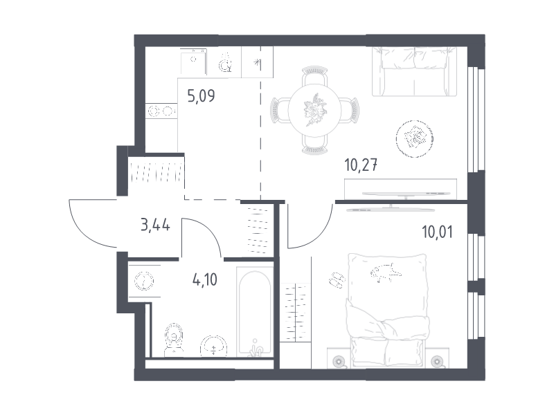2 ккв (Евро) 32,9 м²