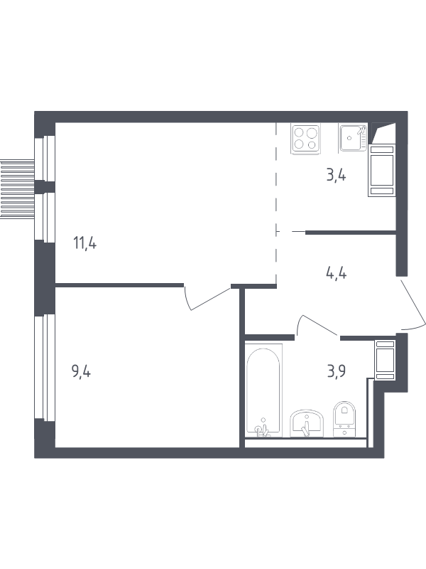 1 ккв 32 м²