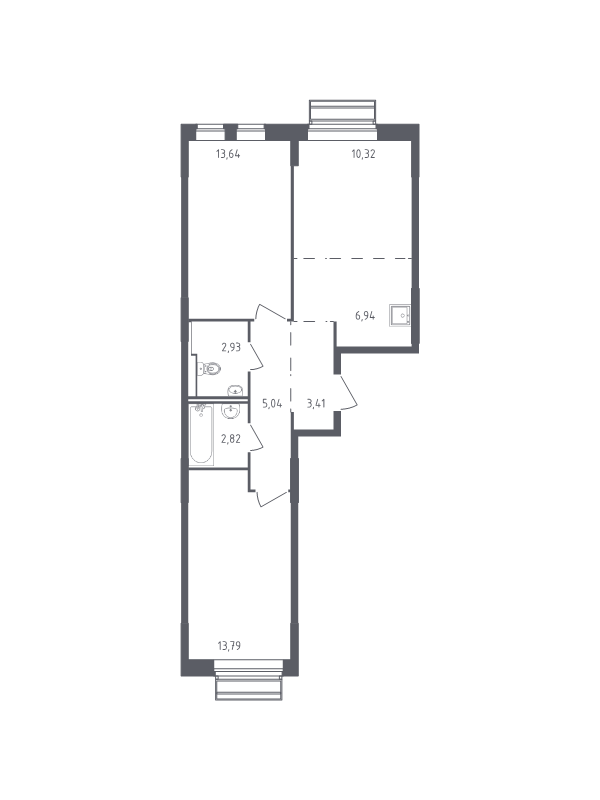 3 ккв (Евро) 58,9 м²