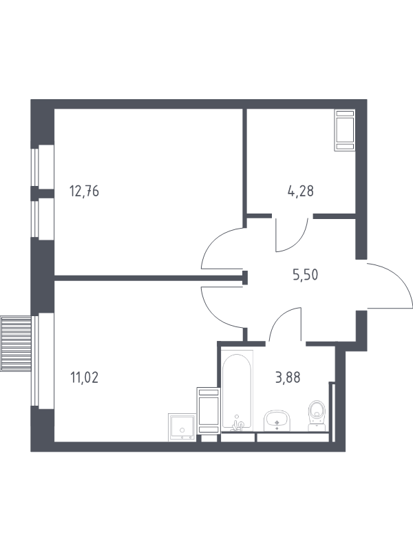 1 ккв 37,4 м²