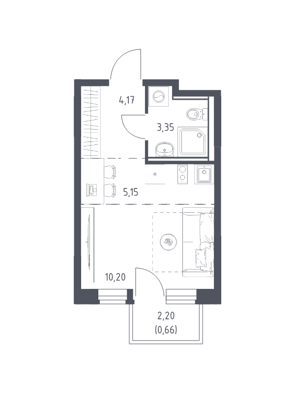 Студия 23,5 м²