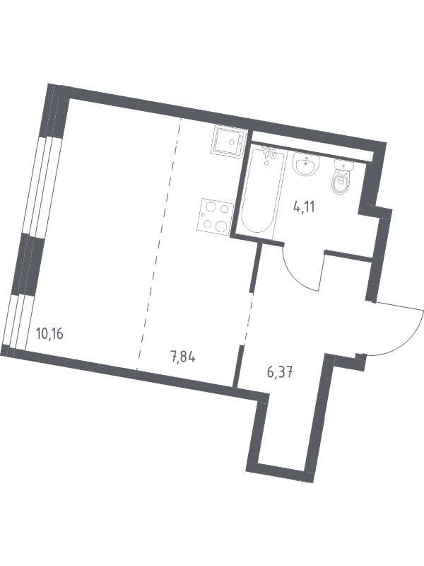 Студия 28,5 м²