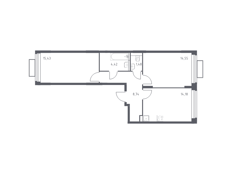 2 ккв 58,9 м²