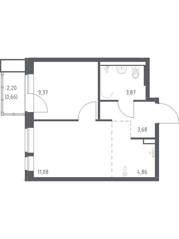 2 ккв (Евро) 33,5 м²