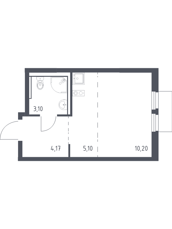Студия 22,6 м²