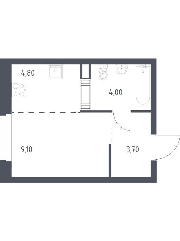Студия 21,6 м²
