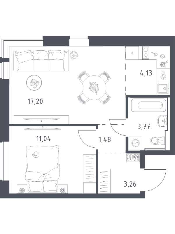 2 ккв (Евро) 40,9 м²