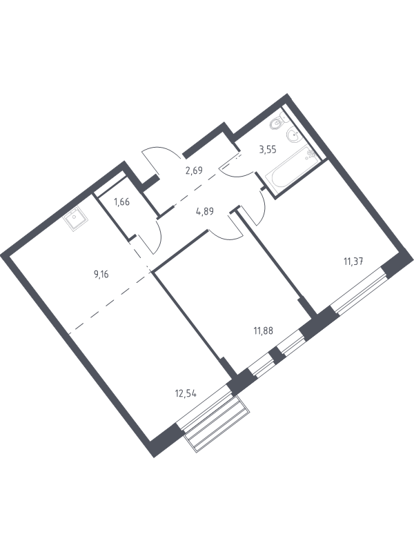 3 ккв (Евро) 57,1 м²