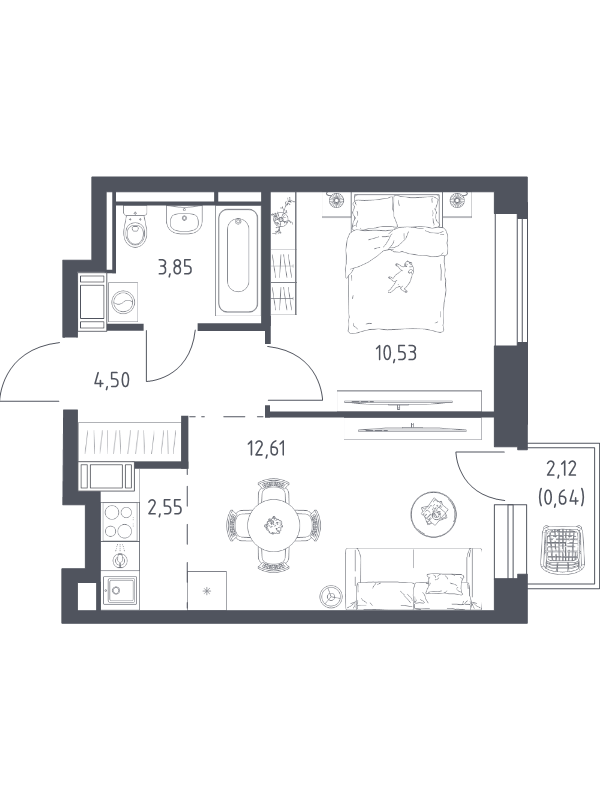 2 ккв (Евро) 34,7 м²