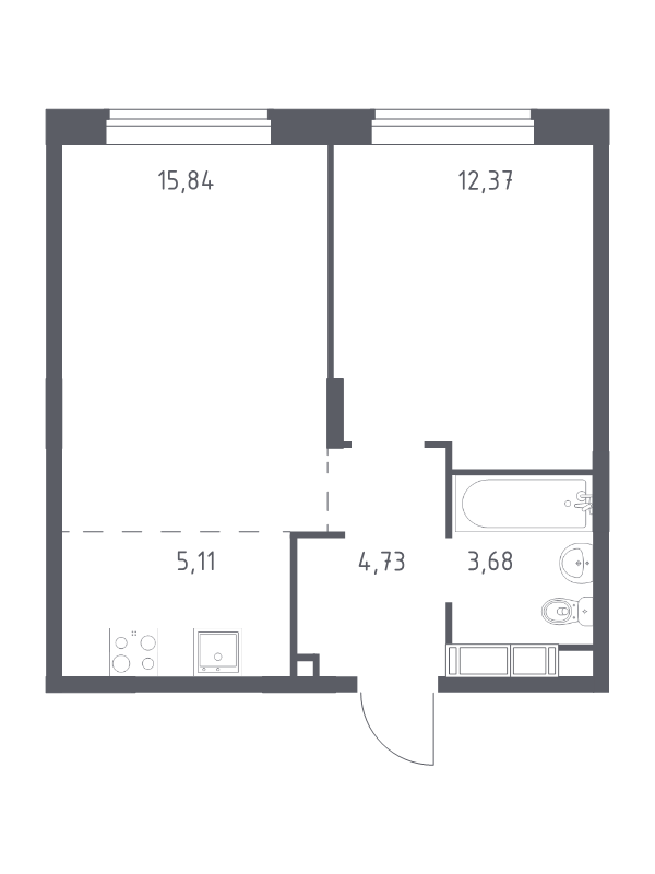 2 ккв (Евро) 41,8 м²