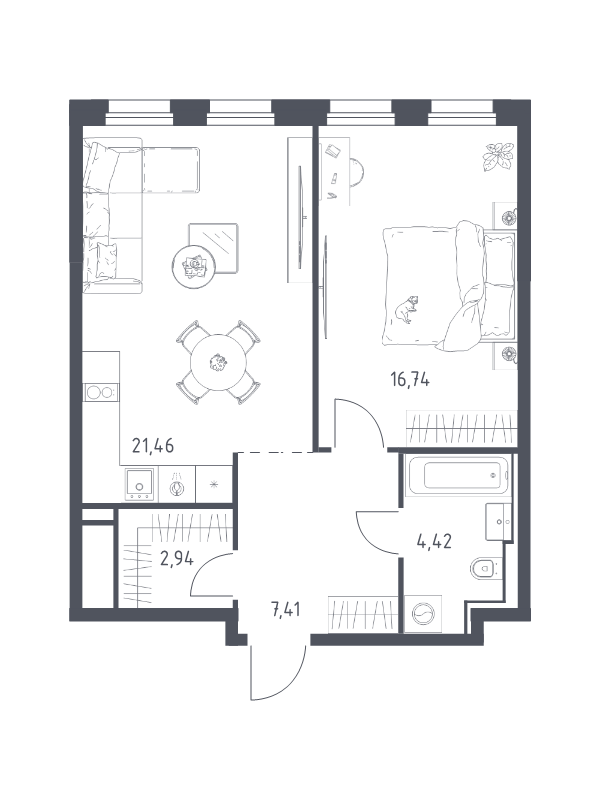 2 ккв (Евро) 53 м²