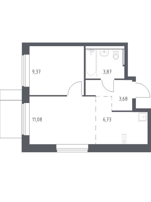 2 ккв (Евро) 34,7 м²