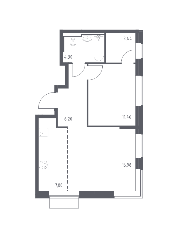 2 ккв (Евро) 50,3 м²