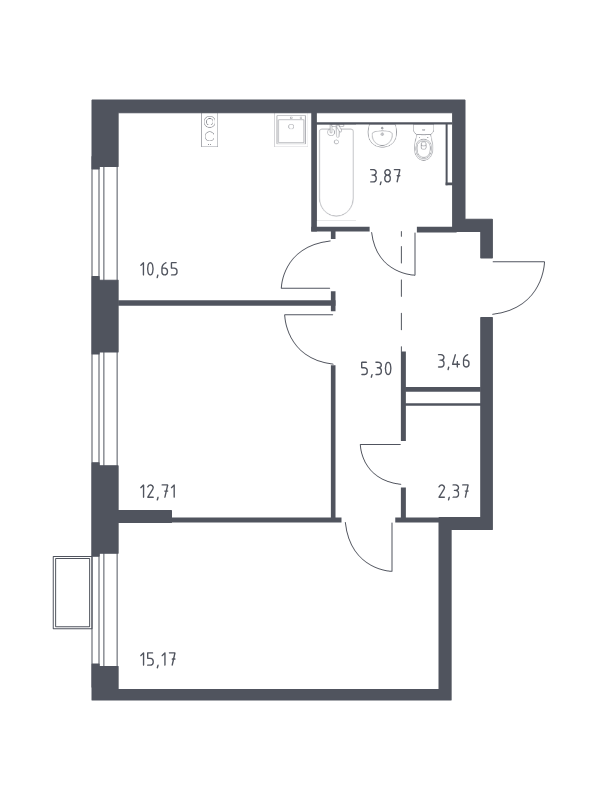 2 ккв 53,5 м²
