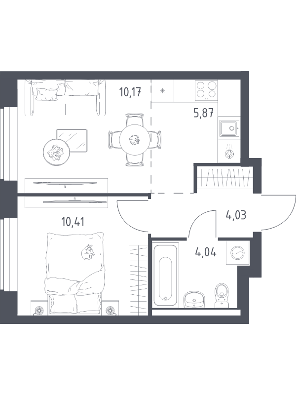 2 ккв (Евро) 34,5 м²