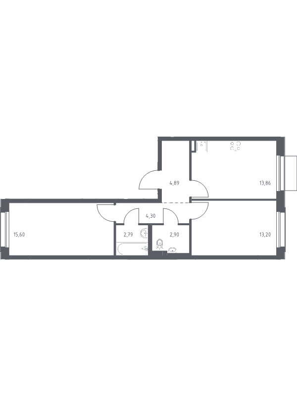 2 ккв 57,5 м²