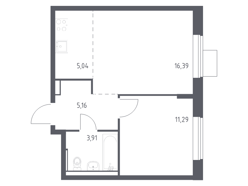 2 ккв (Евро) 41,8 м²