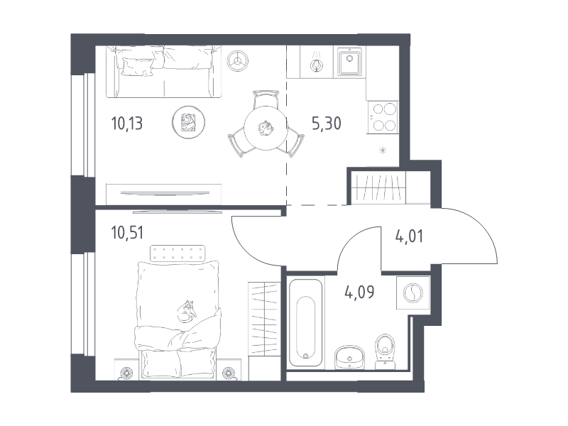 2 ккв (Евро) 34 м²