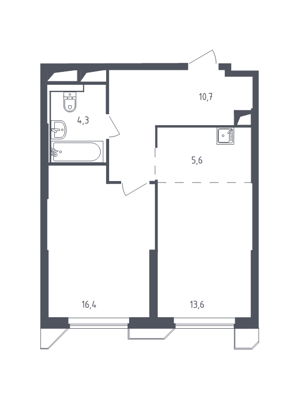 2 ккв (Евро) 50,4 м²