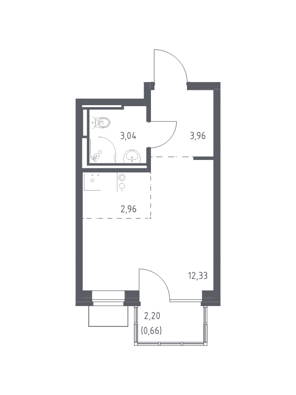 Студия 23 м²