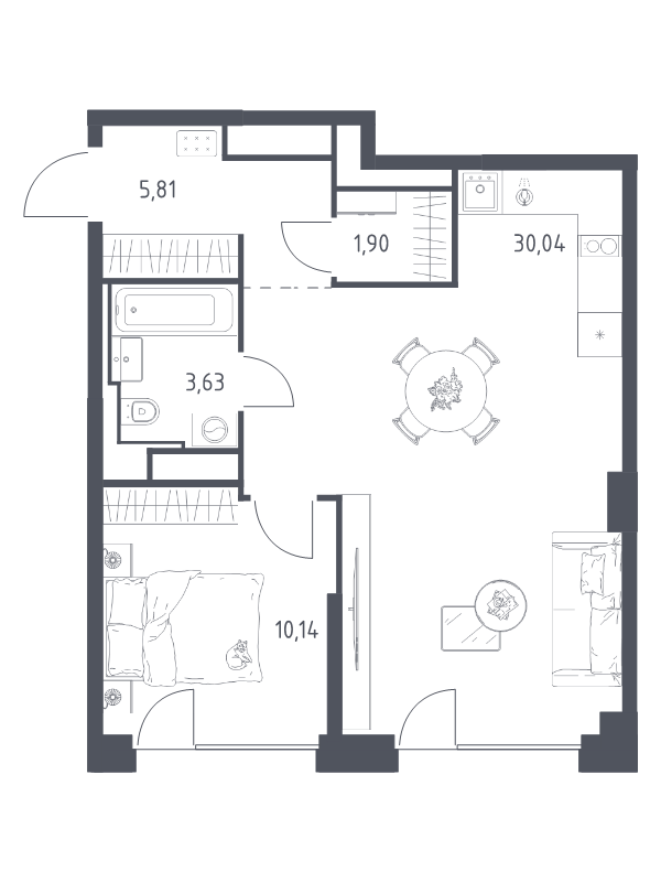 2 ккв (Евро) 51,5 м²