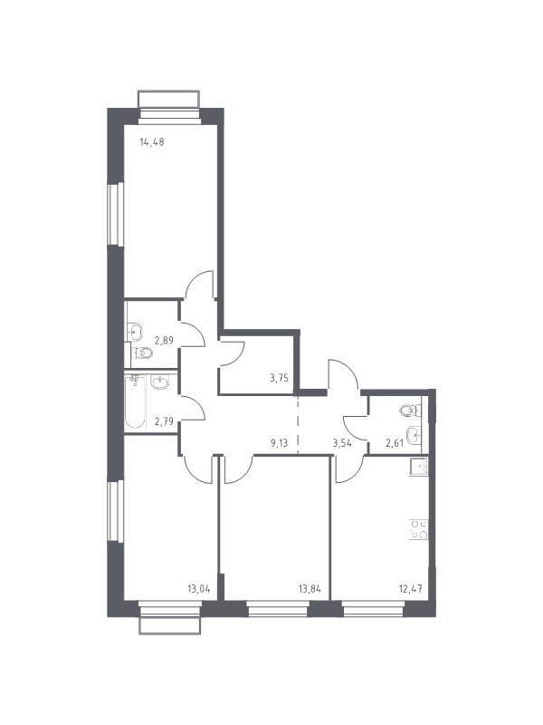 3 ккв 78,5 м²