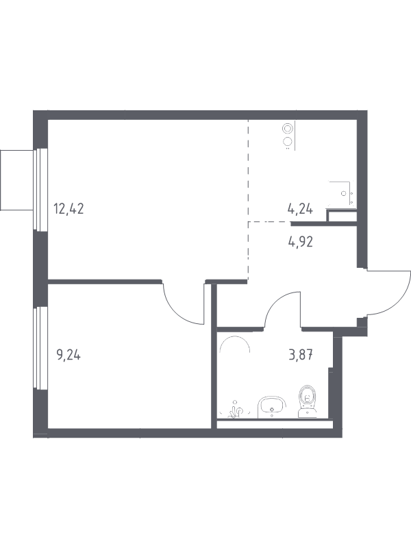 2 ккв (Евро) 34,7 м²