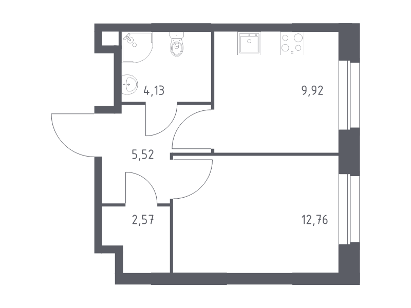 1 ккв 34,9 м²