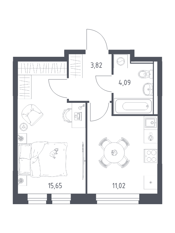 1 ккв 34,6 м²