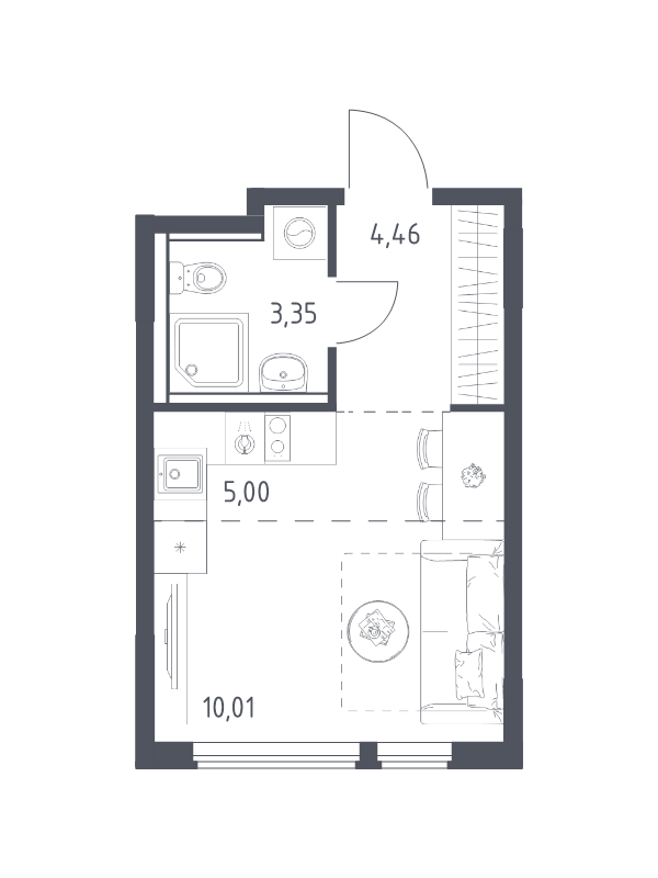 Студия 22,8 м²