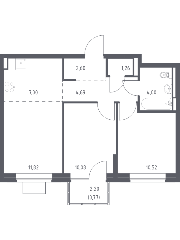 3 ккв (Евро) 52,7 м²