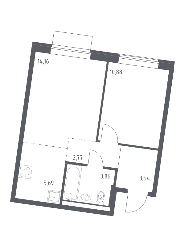 2 ккв (Евро) 40,9 м²