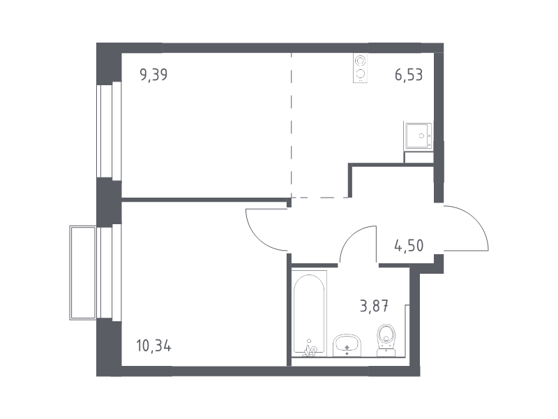 2 ккв (Евро) 34,6 м²
