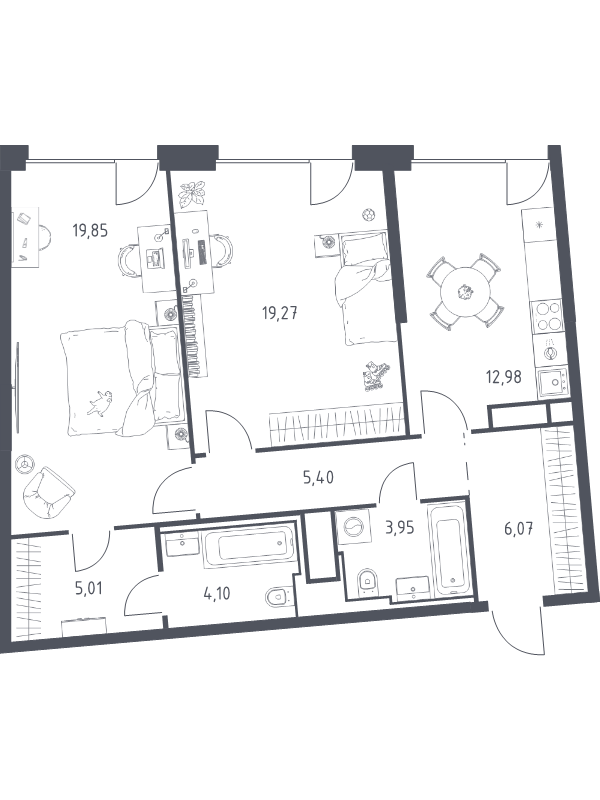 2 ккв 76,6 м²