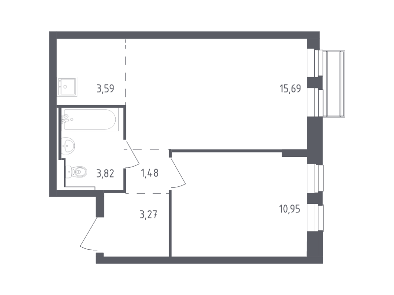 2 ккв (Евро) 38,8 м²