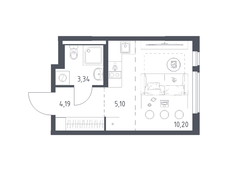 Студия 22,8 м²