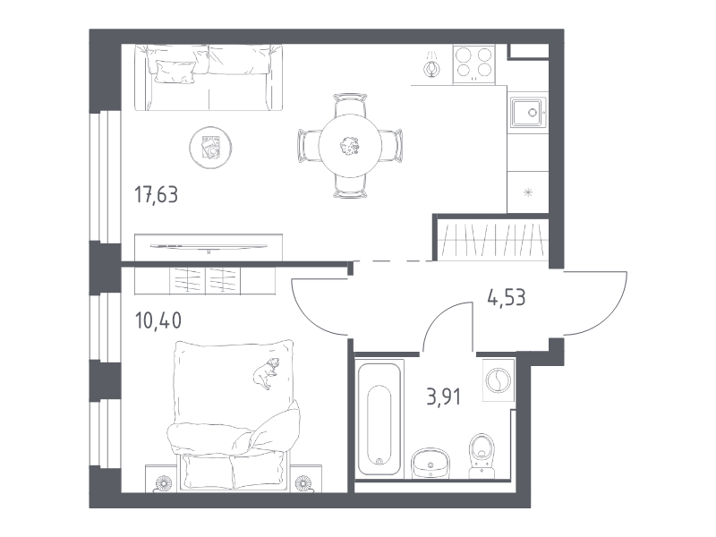 2 ккв (Евро) 36,5 м²