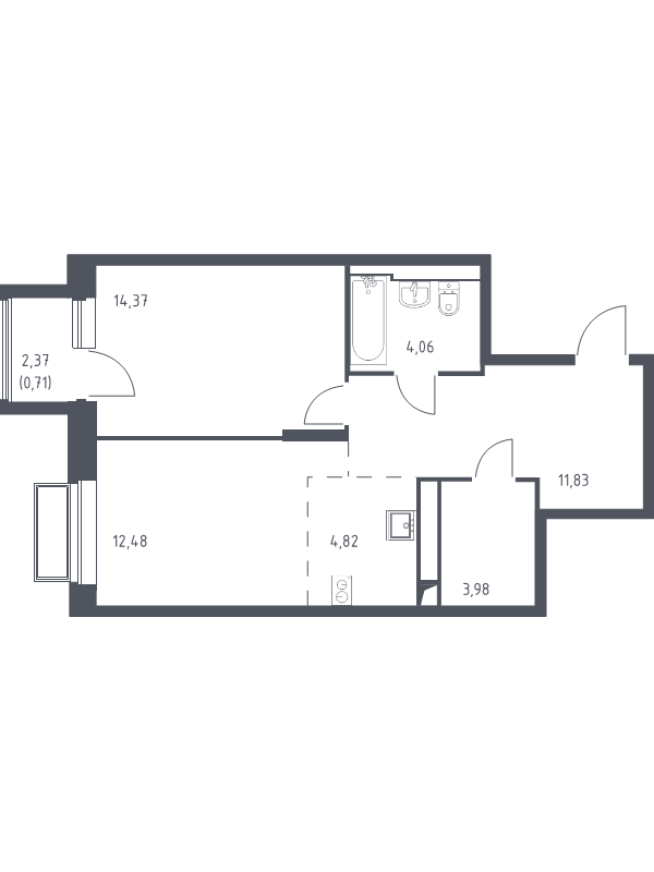 2 ккв (Евро) 52,1 м²