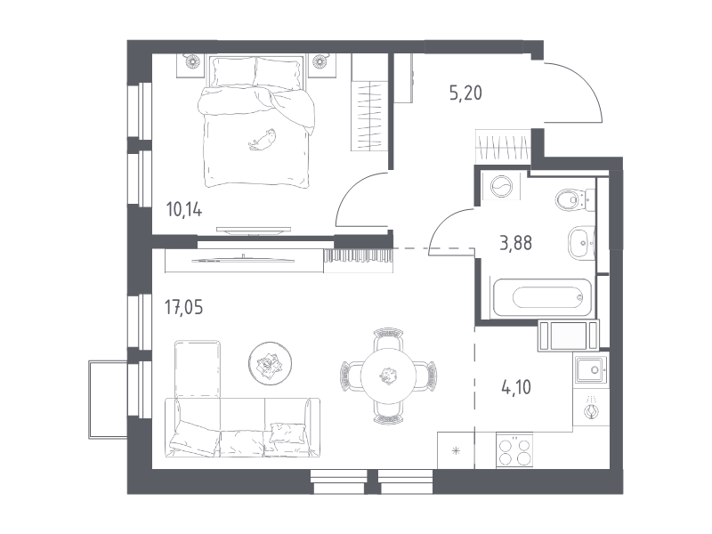 2 ккв (Евро) 40,4 м²