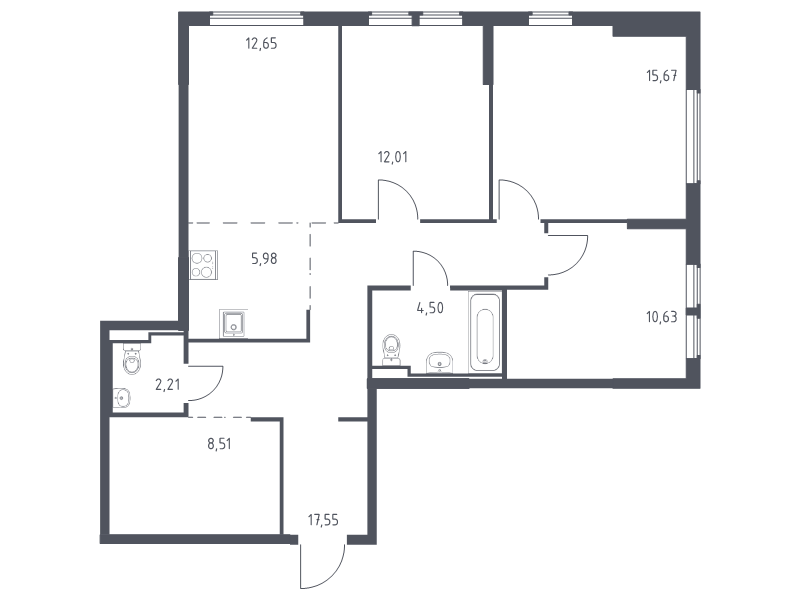 4 ккв (Евро) 89,7 м²