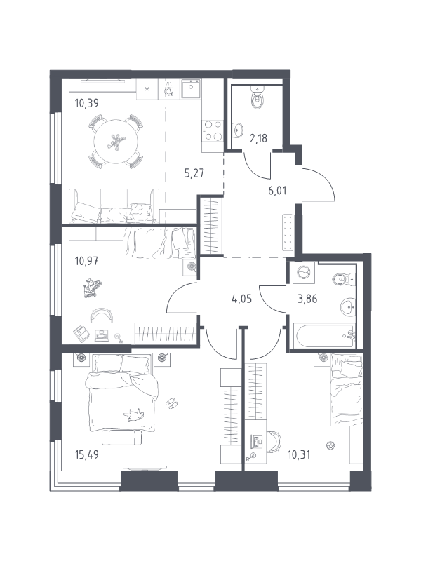 4 ккв (Евро) 68,5 м²