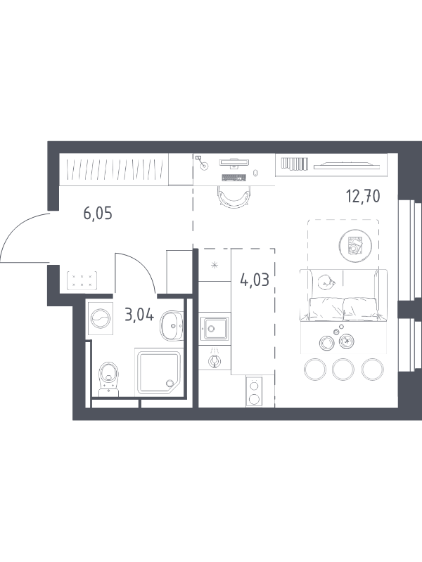 Студия 25,8 м²