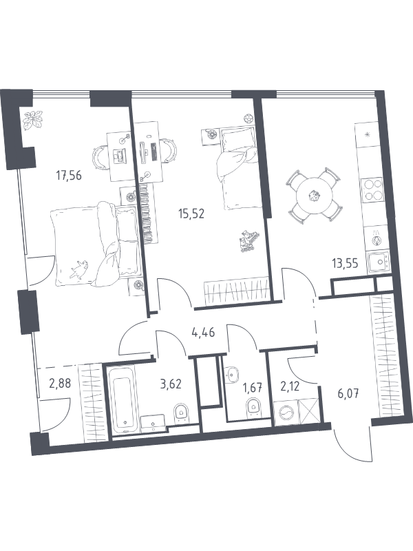 2 ккв 67,5 м²