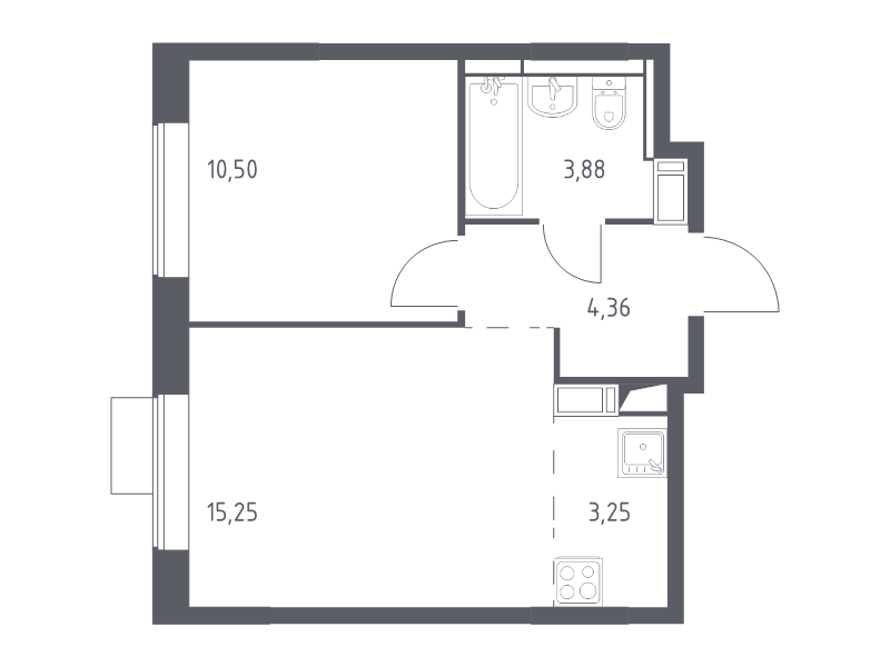 2 ккв (Евро) 37,2 м²