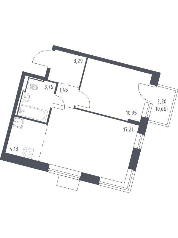 2 ккв (Евро) 41,5 м²