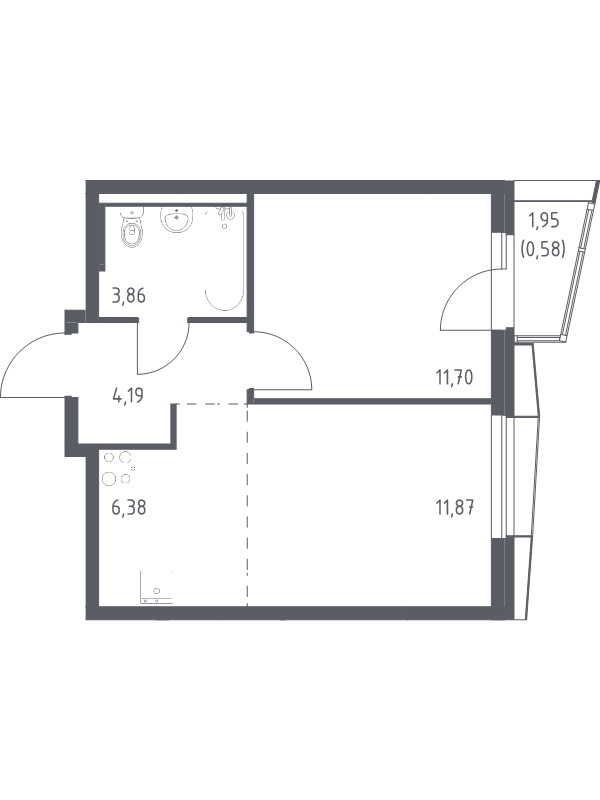 2 ккв (Евро) 38,6 м²