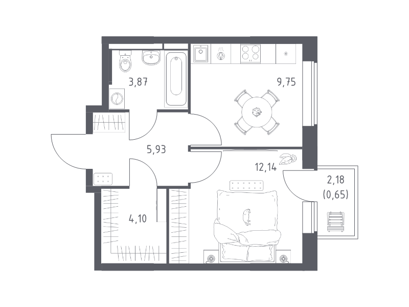 1 ккв 36,4 м²