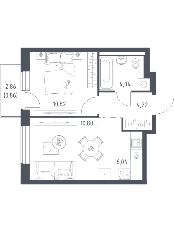 2 ккв (Евро) 36,8 м²