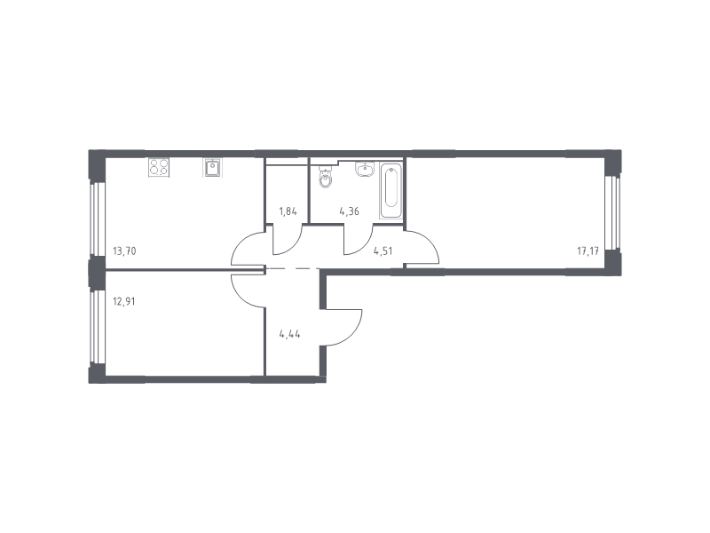 2 ккв 58,9 м²