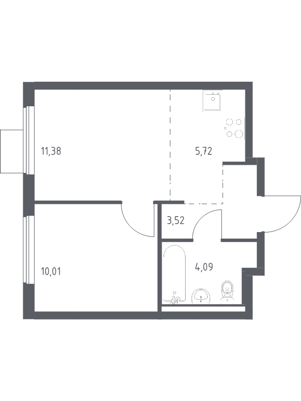2 ккв (Евро) 34,7 м²
